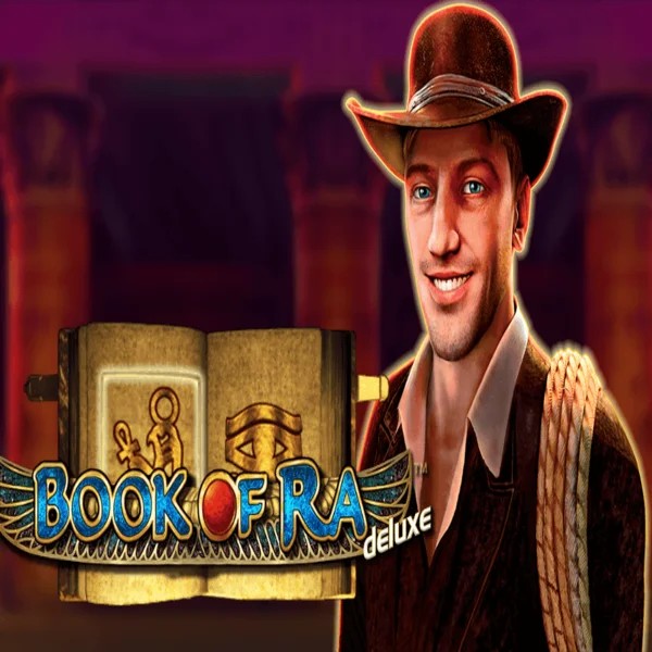 Book of Ra Deluxe slot logo by Novomatic at Lempi Casino